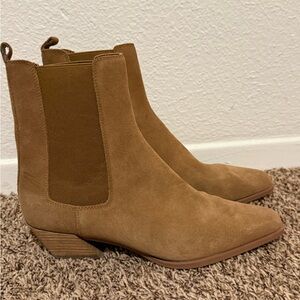 Steve Madden Evan Women’s Suede Heeled Chelsea Ankle Boots Tan Size 9.5